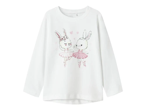 Name It bright white dancing bunny top